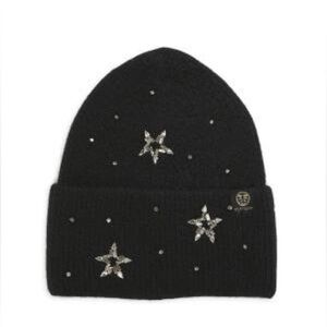 Furlux black embellished wool-blend beanie